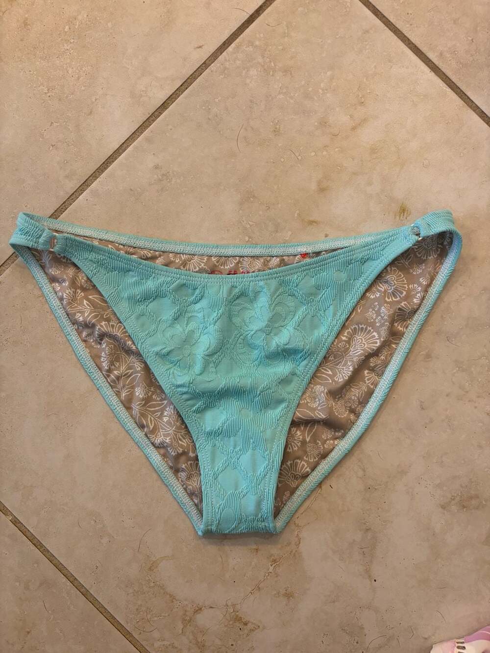 Free People FP Beach Floral Textured Bikini Bottom Teal
